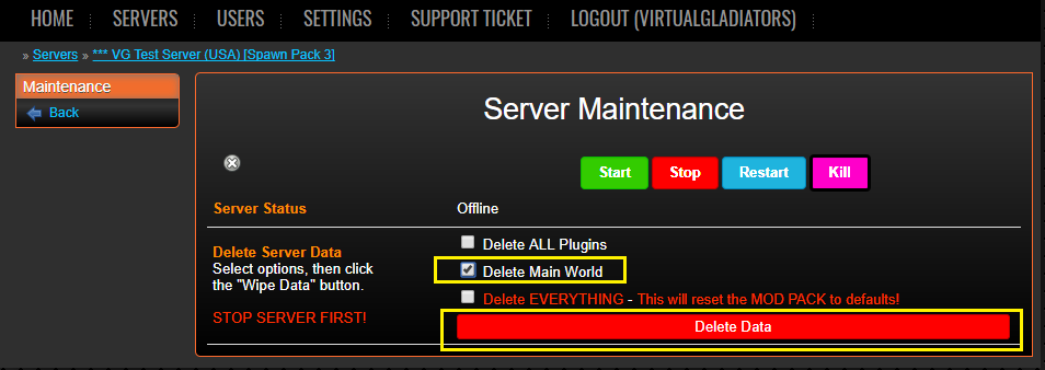 Server Maintenance
